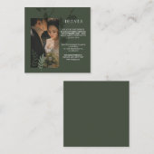 Elegant customizable olive green wedding informatiekaartje (Voorkant / Achterkant)