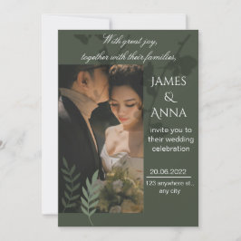 Elegant customizable olive green wedding kaart