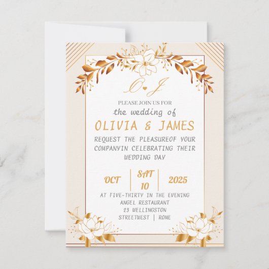 Elegant Customizable Wedding Invitation Card (Devant)
