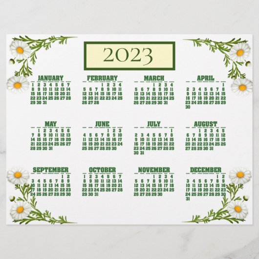 Elegant Cut Daisies 2023 Calendar Flyer (Voorkant)