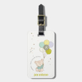 Elegant Cute Aqua Beer Ballon Boys Monogram Bagagelabel (Voorkant verticaal)