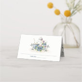 Elegant Cute Aqua Blue Foral Teapot Cup Weddenscha (Achterkant)