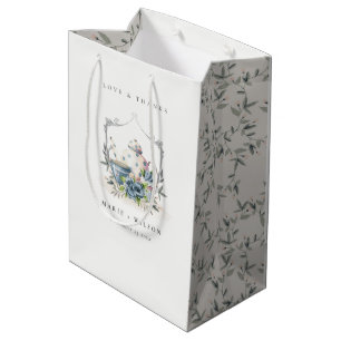 Elegant Cute Aqua Blue Foral Teapot Cup Weddenscha Medium Cadeauzakje