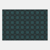 Elegant Cute Black en Blauwgroen geometrische patr Inpakpapier Vel (Voorkant 3)