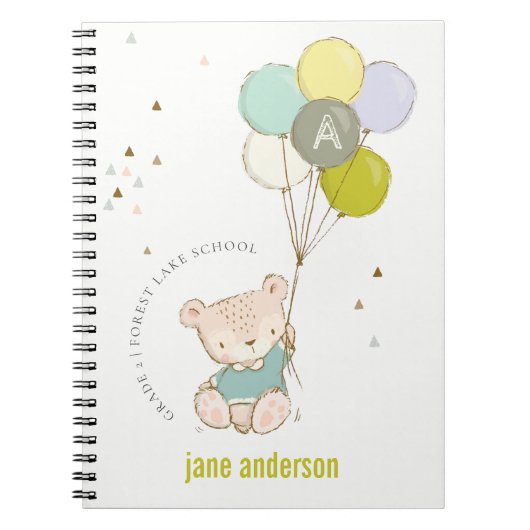 Elegant Cute Blue Beer Ballon Boys Monogram Notitieboek (Voorkant)