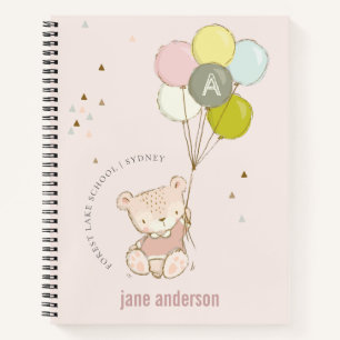 Elegant Cute Blush Beer Ballon Girly Monogram Notitieboek