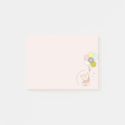 Elegant Cute Blush Beer Ballon Girly Monogram Post-it® Notes (Voorkant)