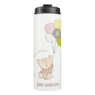 Elegant Cute Blush Beer Ballon Girly Monogram Thermosbeker