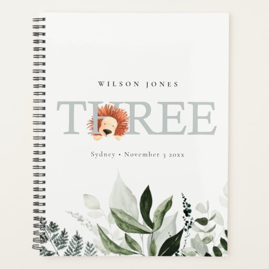 Elegant Cute Boho Lion Foliage 3e derde verjaardag Planner (Voorkant)