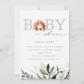 Elegant Cute Boho Lion Foliage Baby shower Invite Bedankkaart (Voorkant)