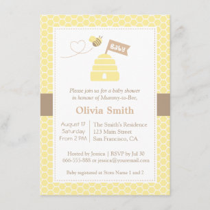 Elegant Cute Bumble Bee Baby Shower Invitations Kaart
