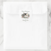 Elegant Cute Calico Kitten Minimalist Christmas Vierkante Sticker (Tas)