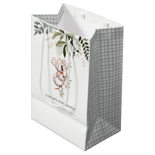 Elegant Cute Cudly Koala Foliage Baby shower Medium Cadeauzakje (Voorkant Gekanteld)