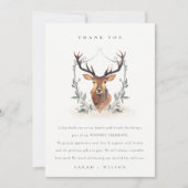 Elegant Cute Dusky Deer Floral Crest Wedding Bedankkaart (Voorkant)