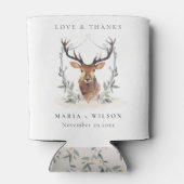 Elegant Cute Dusky Deer Floral Crest Wedding Blikjeskoeler (Achterkant)