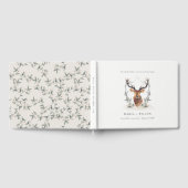 Elegant Cute Dusky Deer Floral Crest Wedding Gastenboek (Volledig)
