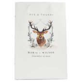 Elegant Cute Dusky Deer Floral Crest Wedding Medium Cadeauzakje (Voorkant)