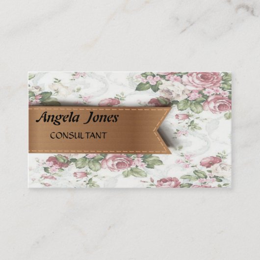 Elegant Cute  Floral Pattern Visitekaartje (Voorkant)