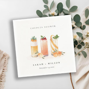 Elegant Cute Fruit Cocktail Oranje Couples Shower Servet