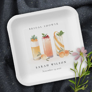 Elegant Cute Fruit Cocktail Oranje Vrijgezellenfee Papieren Bordje
