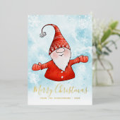 Elegant Cute Gnome kerst Folie Feestdagenkaart (Staand Voorkant)