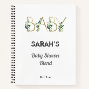 Elegant Cute Greenery Floral Baby shower Gift List Notitieboek