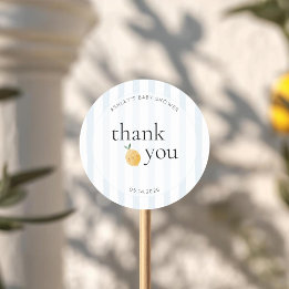 Elegant Cute Lemon Citrus Baby Shower Thank You Ronde Sticker