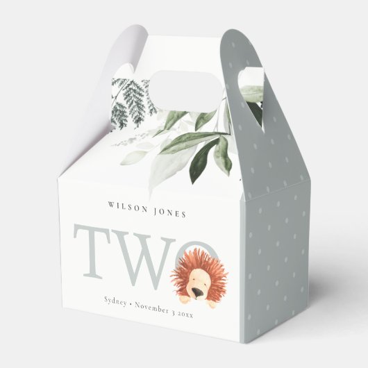 Elegant Cute Lion Foliage Tweede verjaardag Bedankdoosjes (Voorkant Zijde)