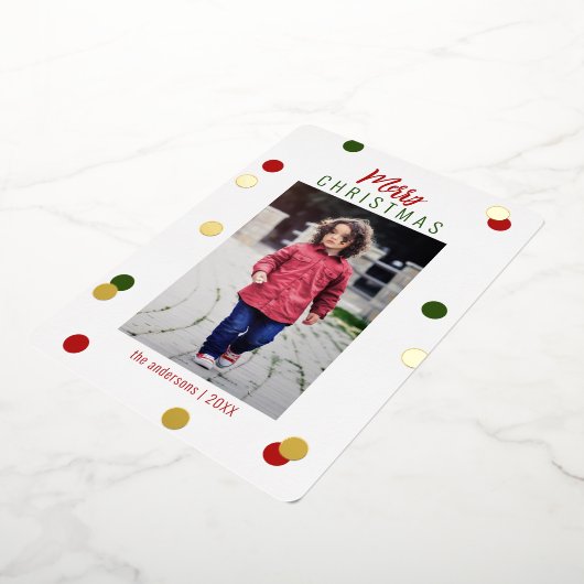 Elegant Cute Merry - Aangepaste kerstfoto Folie Feestdagenkaart (Gedraaid)