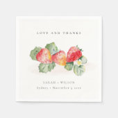 Elegant Cute Red Strawberry Leafy Foliage Weddensc Servet (Voorkant)