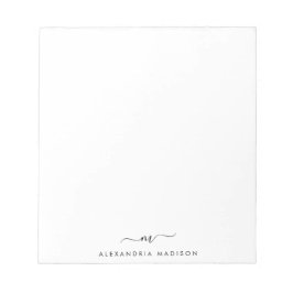 Elegant Cute Stylish Girly Script Monogram Initiaa Notitieblok