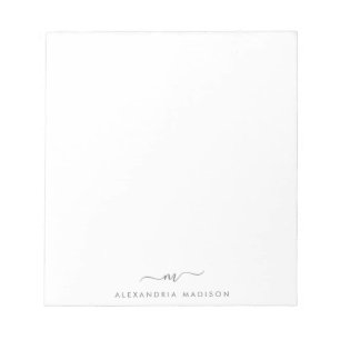 Elegant Cute Stylish Gray Monogram Initiaal Notitieblok