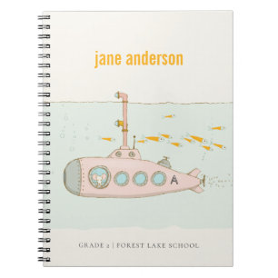 Elegant Cute Underwater Submarine vismonogram Notitieboek