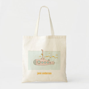Elegant Cute Underwater Submarine vismonogram Tote Bag