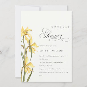 Elegant Cute Yellow Daffodil Couples Shower Invite Bedankkaart