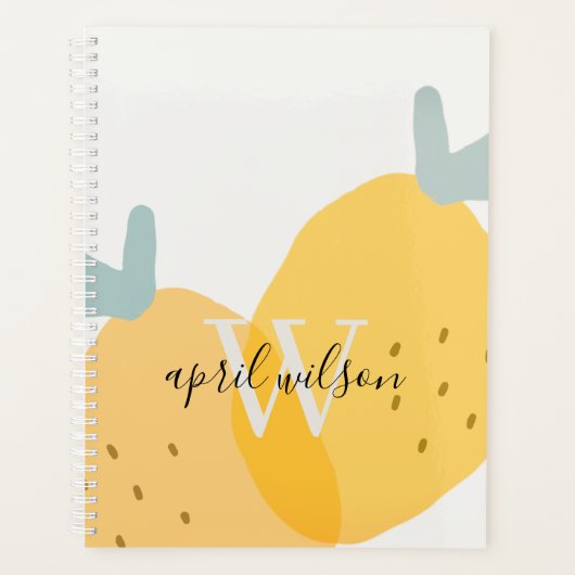 Elegant Cute Yellow Lemon Fruity Citrus Bright Planner (Voorkant)