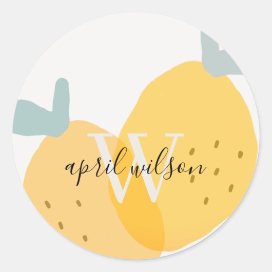 Elegant Cute Yellow Lemon Fruity Citrus Bright Ronde Sticker (Voorkant)