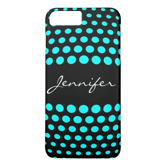 Elegant Cyan Polka Dots Pattern Case-Mate iPhone Case (Achterkant)