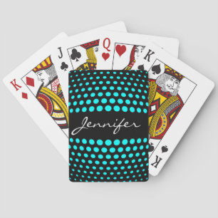 Elegant Cyan Stippenpatroon Speelkaarten