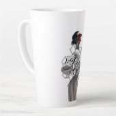 Elegant Cyborg in White Futurisistic Fashion Latte Mok (Linkerhoek)
