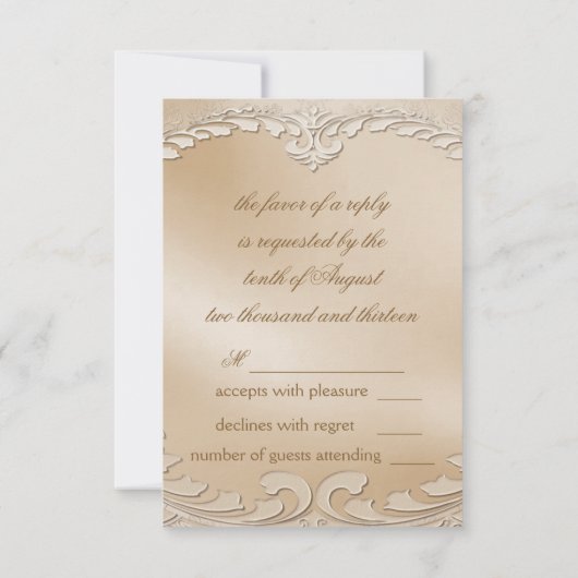 Elégant Cygnes d'or Ornat Mariage formel RSVP (Dos)