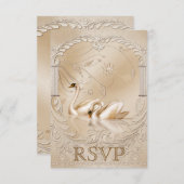 Elégant Cygnes d'or Ornat Mariage formel RSVP (Devant / Derrière)
