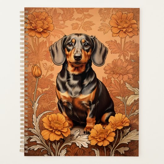 Elégant Dachshund Et Marigolds (Devant)