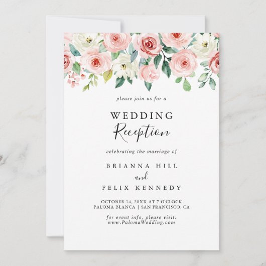 Elegant Dainty Autumn Floral Wedding Reception Kaart (Voorkant)
