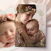 elegant dainty floral arch spring two photo baby aankondiging