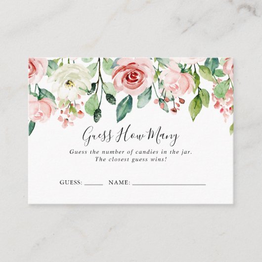 Elégant Dainty Floral Devinez Combien De Carte De  (Devant)