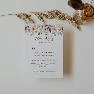 Élégant Dainty Floral Mariage Menu Choix RSVP