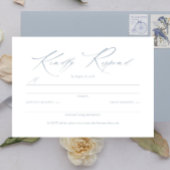Élégant Dainty Script Dusty Blue Wedding RSVP