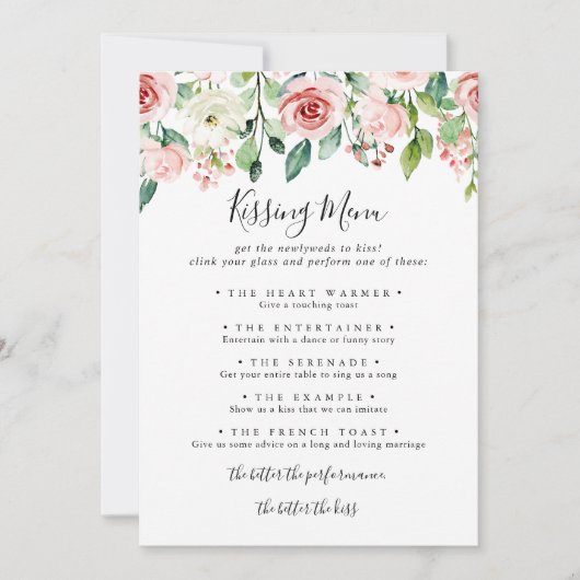 Elegant Dainty Wedding Kissingmenu Spel Kaart (Voorkant)