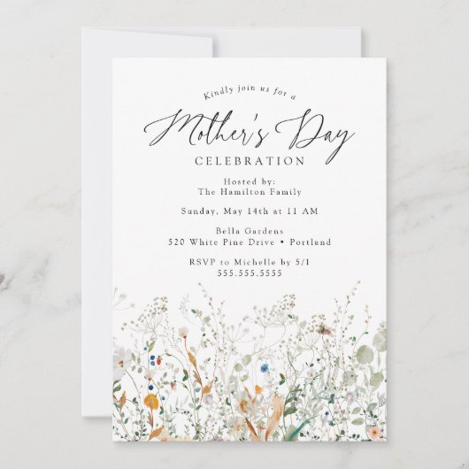 Elegant Dainty Wildflower Moederdag Kaart (Voorkant)